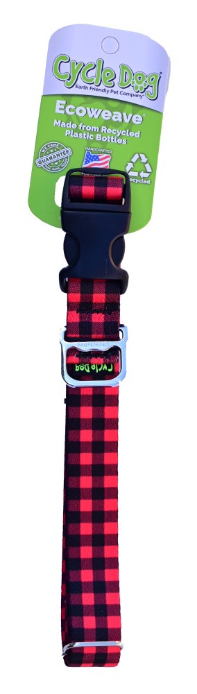 slide 1 of 1, Cycle Dog Ecoweave Regwidth Collar Red Plaid, LG