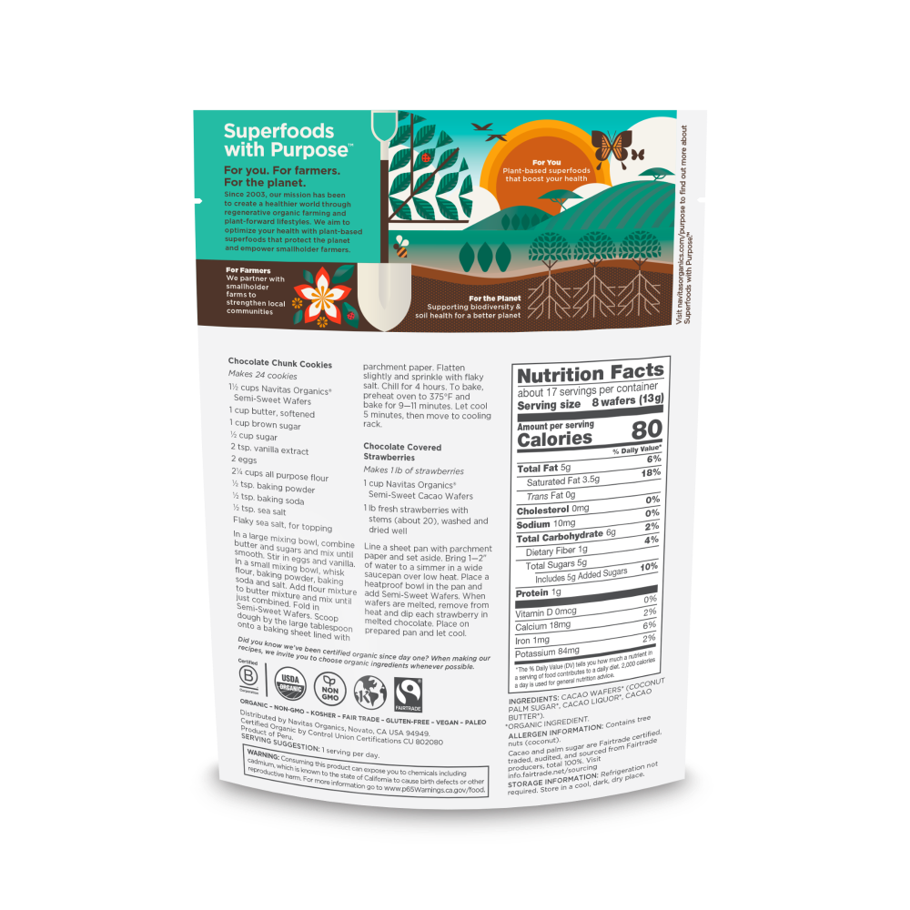 slide 2 of 2, Navitas Organics Cacao Wafer Semi-Sweet, 8 oz