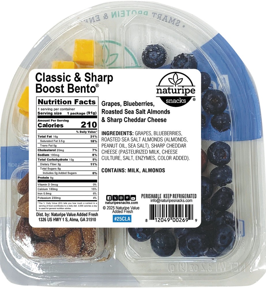 slide 3 of 5, Naturipe Snacks Classic 'n Sharp Boost Bento 3.2 oz, 3.2 oz