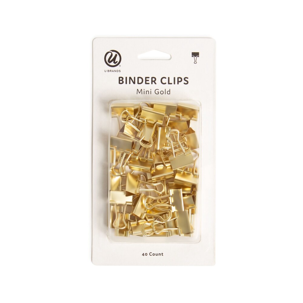 slide 1 of 1, U Brands Mini Binder Clips - Gold, 40 ct