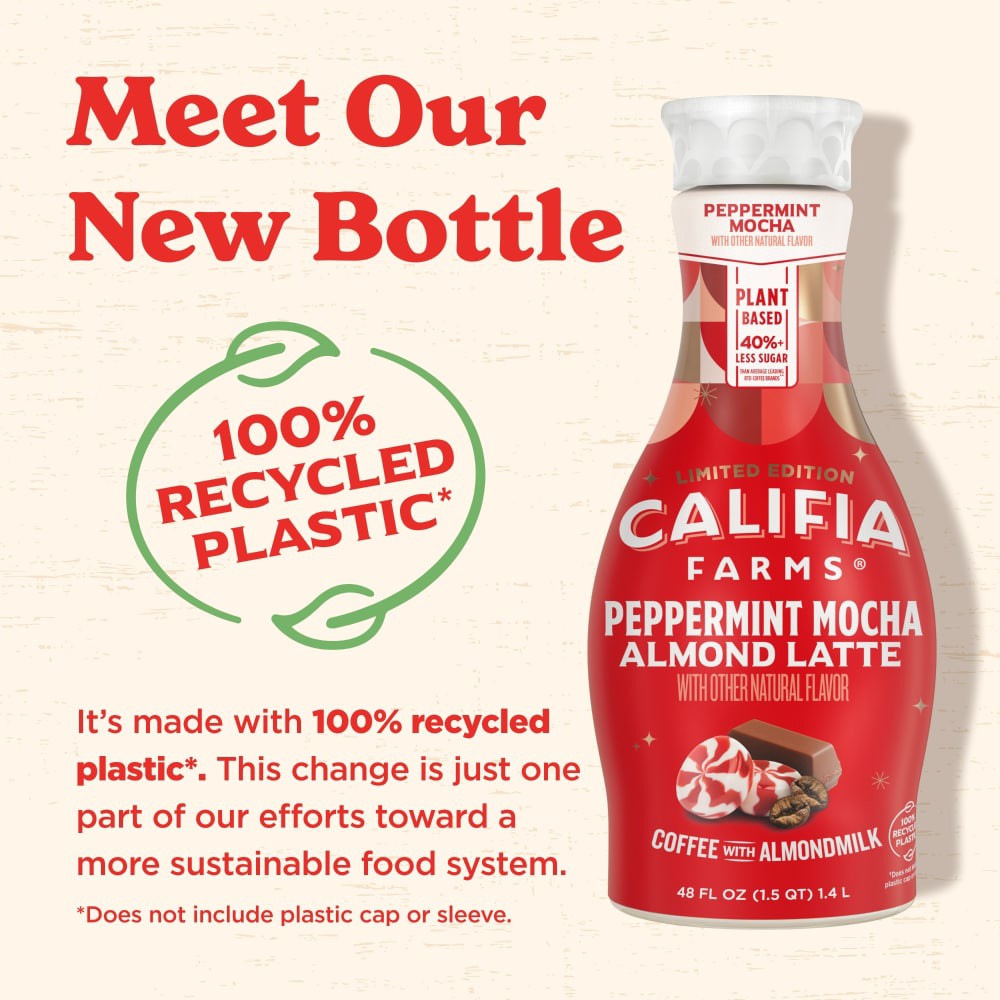 slide 5 of 6, Califia Farms Peppermint Mocha Latte Coffee with Almondmilk 48 fl oz, 48 fl oz