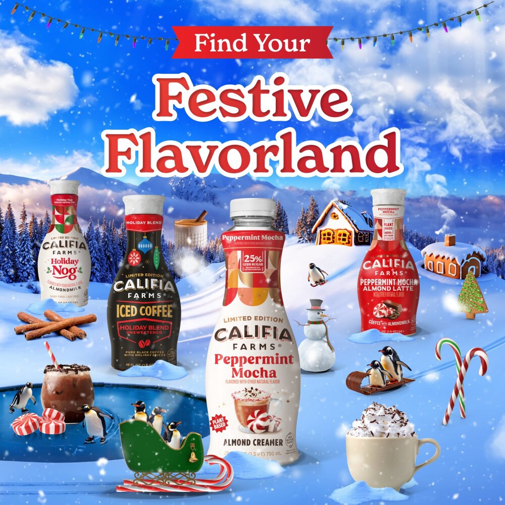 slide 4 of 6, Califia Farms Peppermint Mocha Latte Coffee with Almondmilk 48 fl oz, 48 fl oz