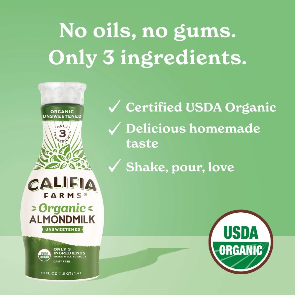 slide 3 of 5, Califia Farms Organic Unsweetened Almond Milk 48 fl oz, 48 fl oz