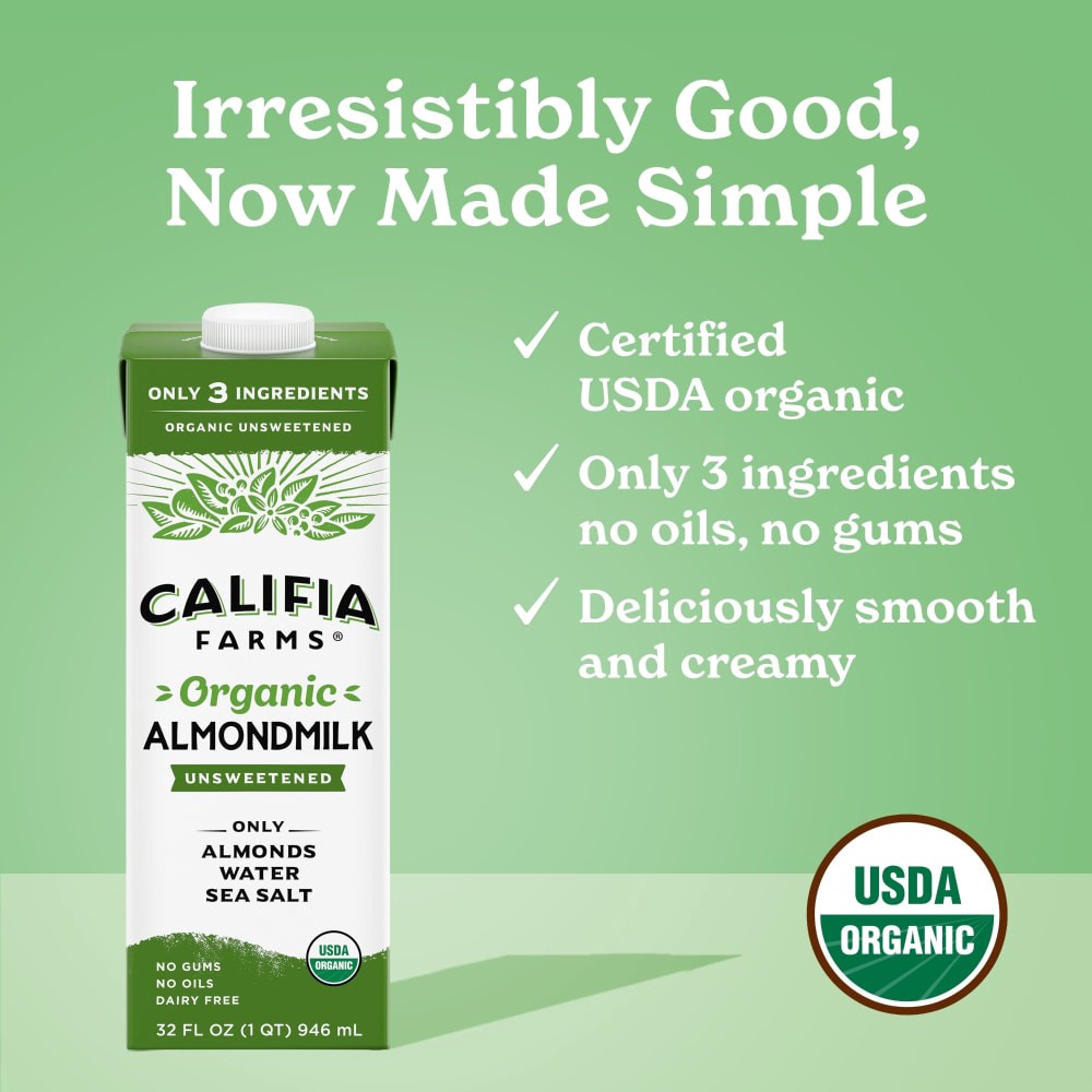 slide 3 of 6, Califia Farms Organic Almondmilk - 32 fl oz, 32 fl oz