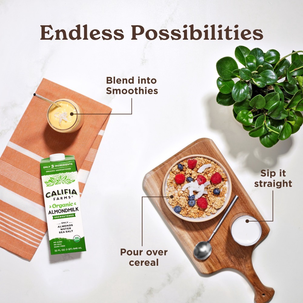 slide 2 of 6, Califia Farms Organic Almondmilk - 32 fl oz, 32 fl oz