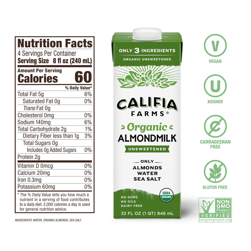 slide 6 of 6, Califia Farms Organic Almondmilk - 32 fl oz, 32 fl oz