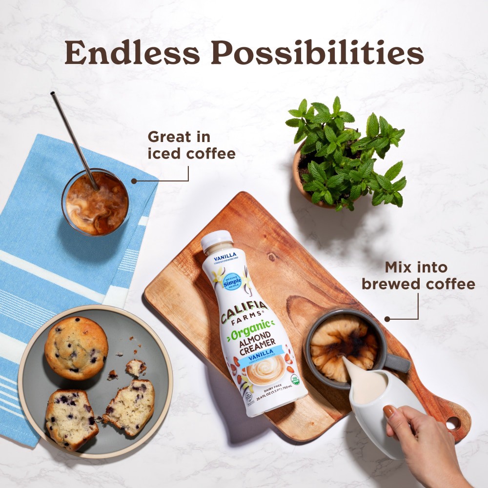 slide 3 of 6, Califia Farms Organic Vanilla Almond Creamer 25.4 fl oz, 25.4 fl oz