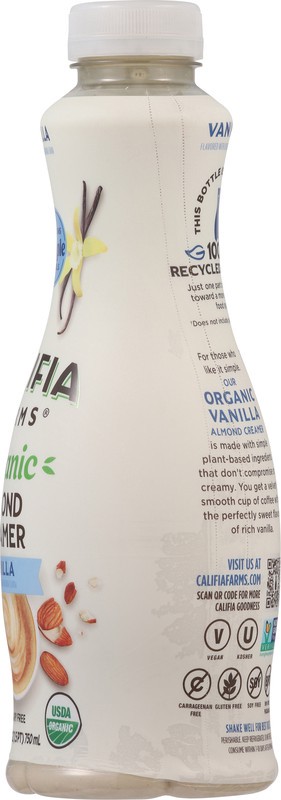 slide 2 of 5, Califia Farms Organic Vanilla Almond Creamer 25.4 fl oz, 25.4 fl oz