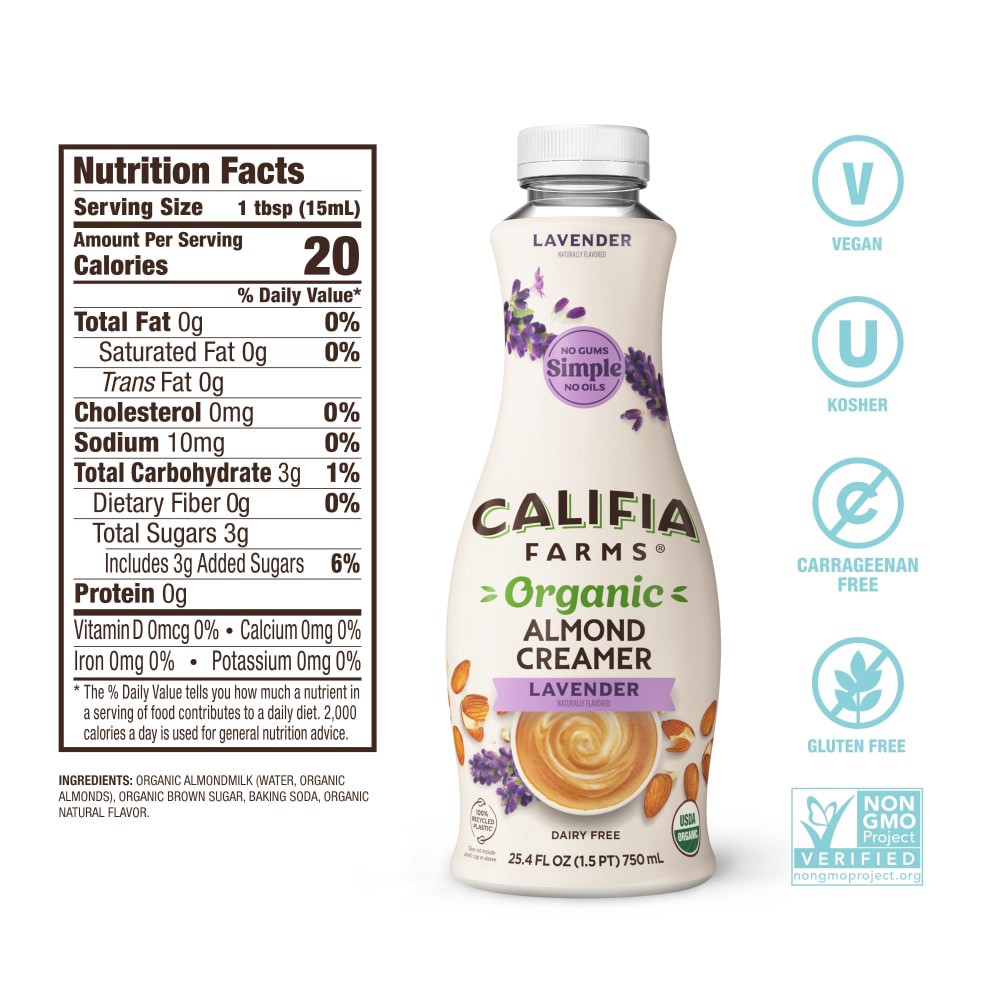 slide 2 of 6, Califia Lavendar Almond Creamer, 25.4 fl oz