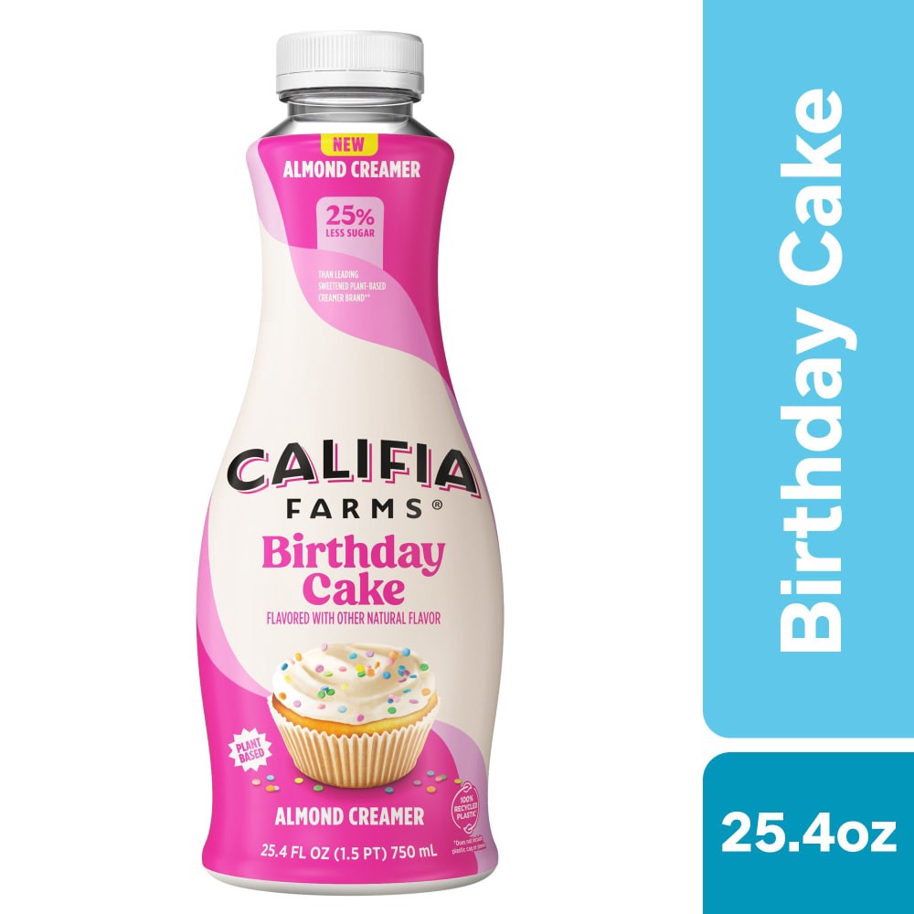 slide 4 of 6, Califia Farms Dairy Free Birthday Cake Oragnic Almond Creamer - 25.4 fl oz, 25.4 fl oz