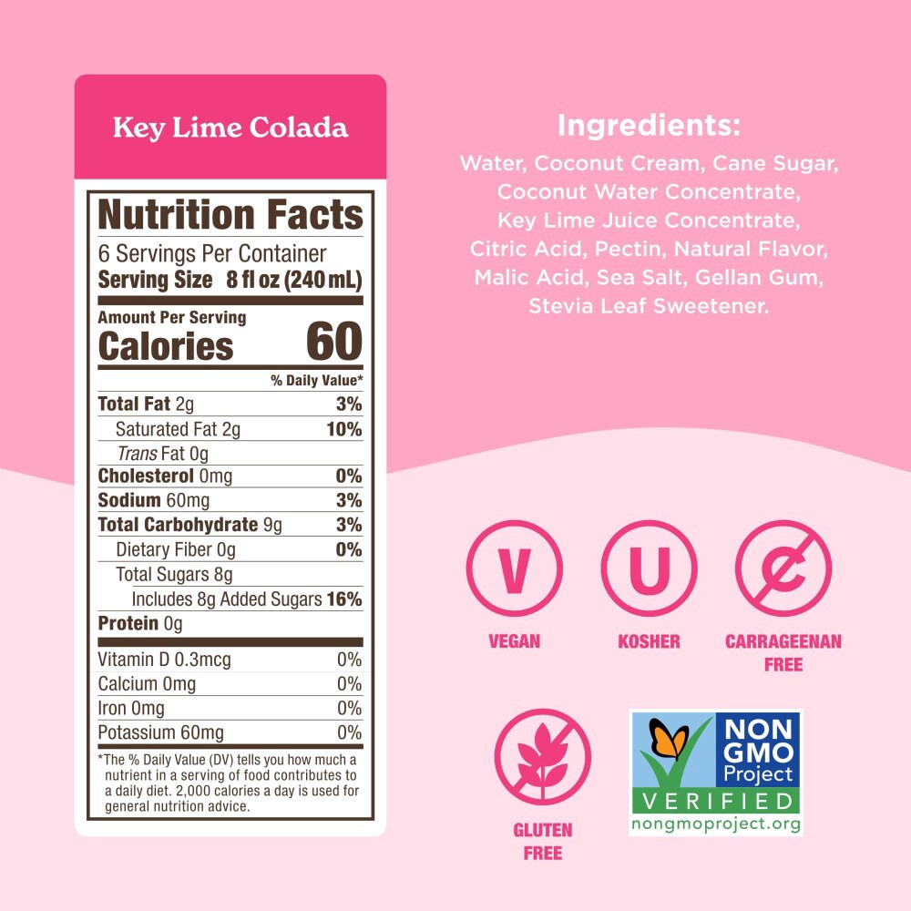 slide 4 of 5, Califia Farms Coconut & Key Lime Drink, Plant Based, Key Lime Colada - 48 fl oz, 48 fl oz