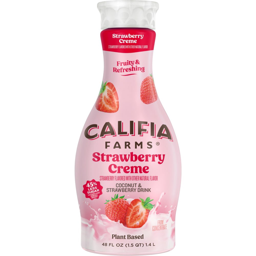 slide 4 of 6, Califia Farms Strawberry Creme Coconut & Strawberry Drink, Plant Based - 48 fl oz, 48 fl oz