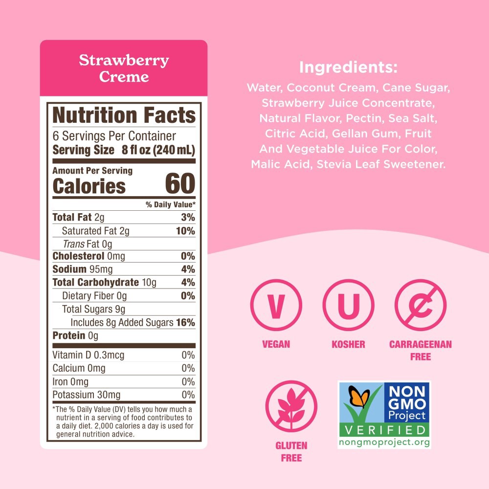 slide 3 of 6, Califia Farms Strawberry Creme Coconut & Strawberry Drink, Plant Based - 48 fl oz, 48 fl oz