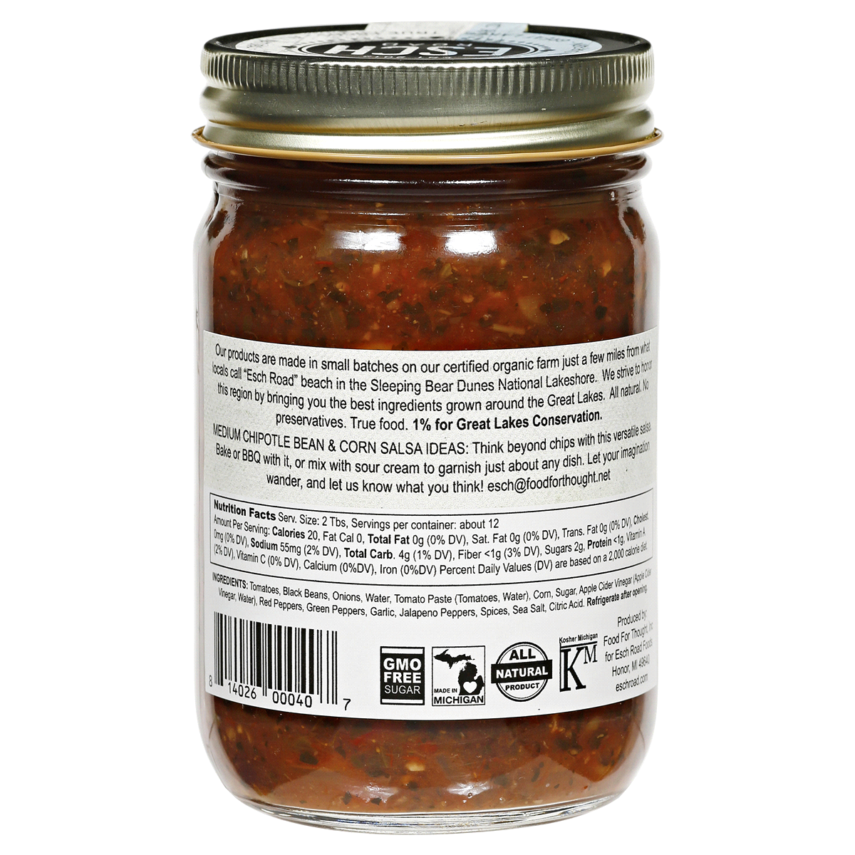 slide 2 of 3, Esch Road Medium Chipotle Bean & Corn Salsa, 14 oz