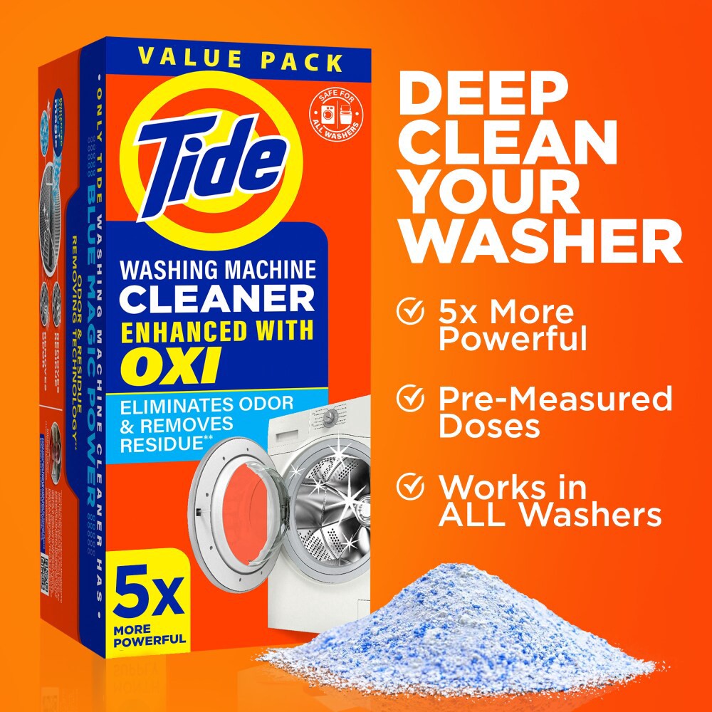 slide 2 of 5, Tide Washing Machine Cleaner 4 Month Value Pack 4 - 2.5 oz Pouches, 4 ct