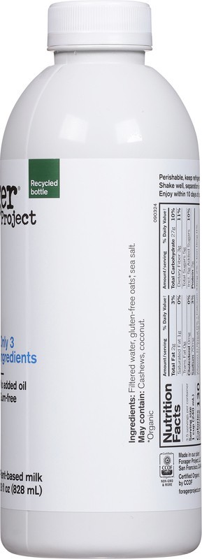 slide 2 of 5, Forager Project Dairy-Free Organic Plant-Based Oat Milk 28 fl oz, 28 fl oz