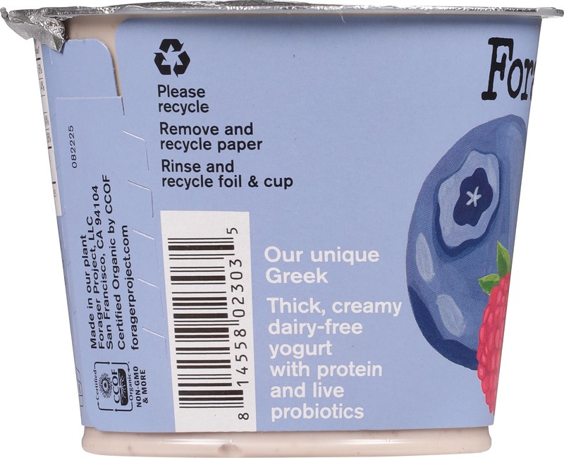 slide 2 of 5, Forager Project Greek Style Summer Berry Coconut & Cashew Yogurt, 5 oz