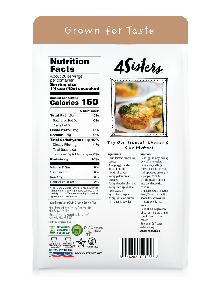 slide 4 of 5, 4Sisters Organic Long Grain Brown Rice, 2 lb