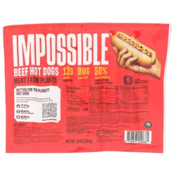 Impossible Beef Hot Dogs Meat From Plants 6 Pack