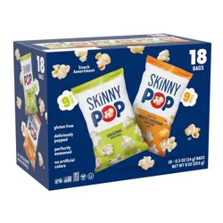 SkinnyPop Popcorn, Original and Dairy Free White Cheddar, 0.5oz Snack Size Bags (18 Count)