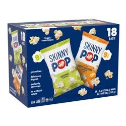 SkinnyPop Popcorn, Original and Dairy Free White Cheddar, 0.5oz Snack Size Bags (18 Count)