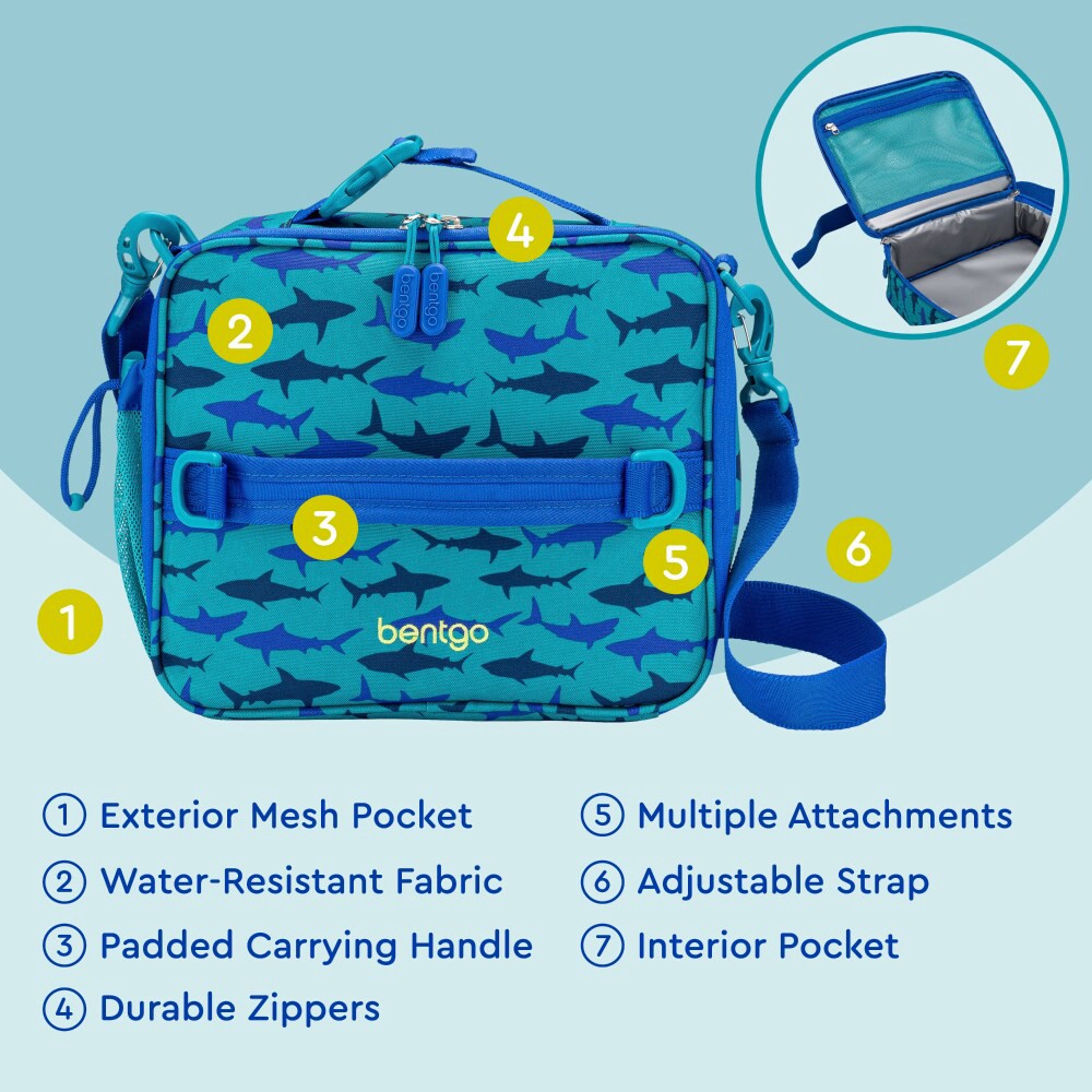 slide 2 of 5, Bentgo Kids Lunch Bag Sharks, 1 ct