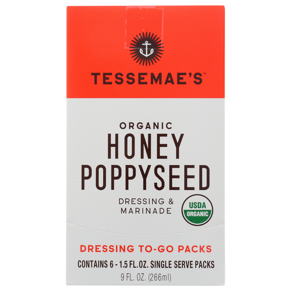 slide 1 of 1, Tessemaes Tessemae's Organic Honey Poppyseed Dressing To Go, 1 ct