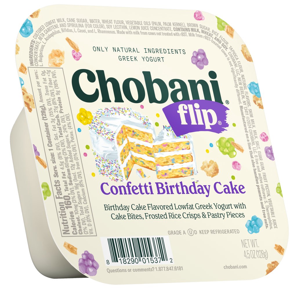 slide 2 of 5, Chobani Flip Low-Fat Greek Yogurt - Confetti Birthday Cake, 4.5 oz