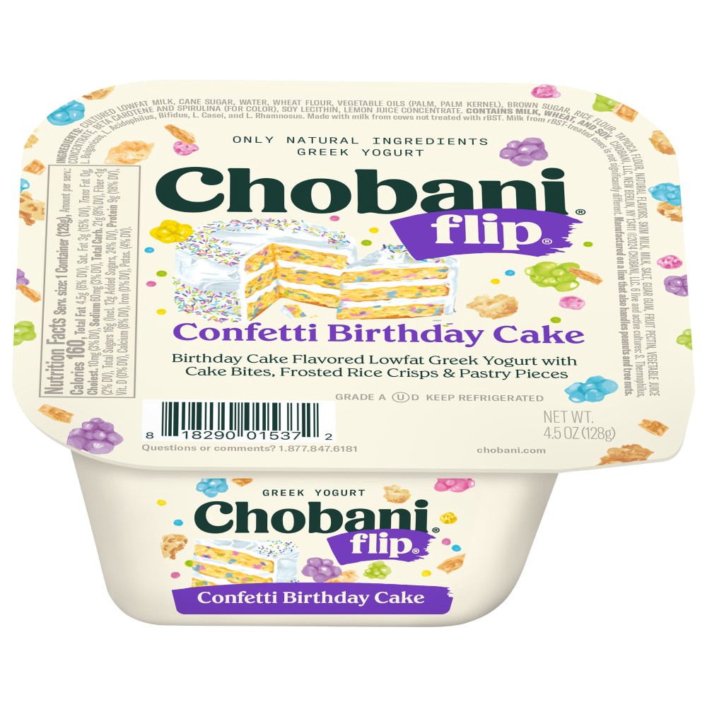 slide 5 of 5, Chobani Flip Low-Fat Greek Yogurt - Confetti Birthday Cake, 4.5 oz
