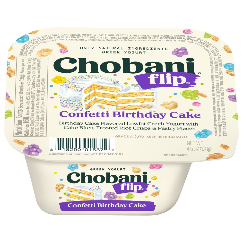 slide 5 of 5, Chobani Flip Low-Fat Greek Yogurt - Confetti Birthday Cake, 4.5 oz