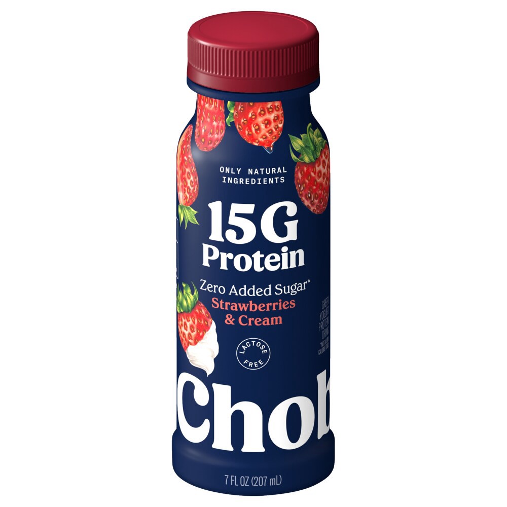 slide 2 of 6, Chobani 15g Strawberry and Cream Greek Yogurt Drink - 7 fl oz, 7 fl oz