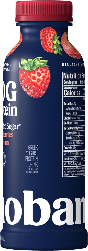slide 2 of 5, Chobani® 30g Protein Lowfat Greek Yogurt Drink Strawberries & Cream, 14 fl oz
