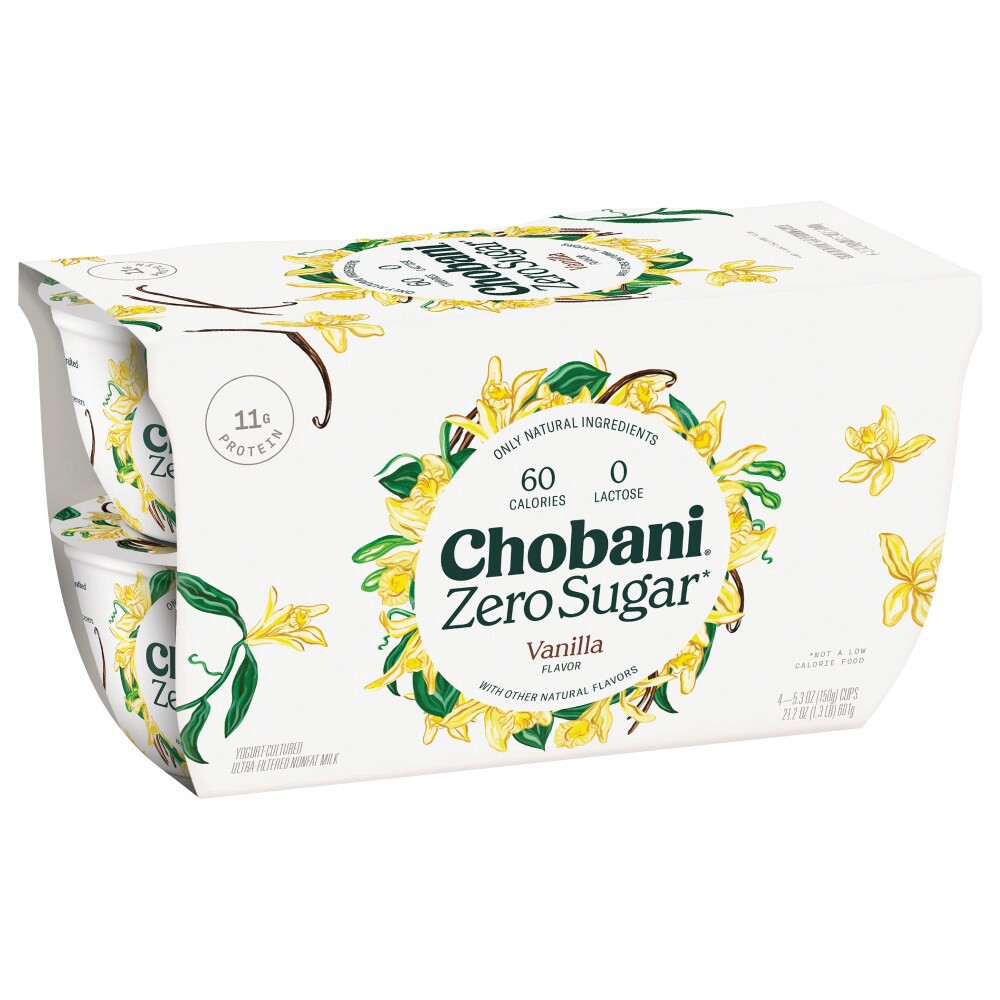 slide 4 of 5, Chobani Zero Sugar Greek Yogurt Vanilla- 4 ct; 5.3 oz, 4 ct; 5.3 oz