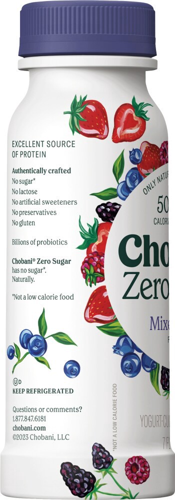 slide 4 of 5, Chobani Zero Sugar Mixed Berry Greek Yogurt Drink, 7 fl oz