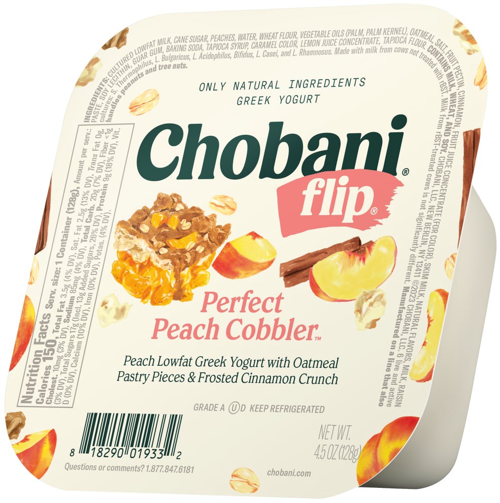 slide 3 of 6, Chobani Flip Perfect Peach Cobbler, 4.5 oz
