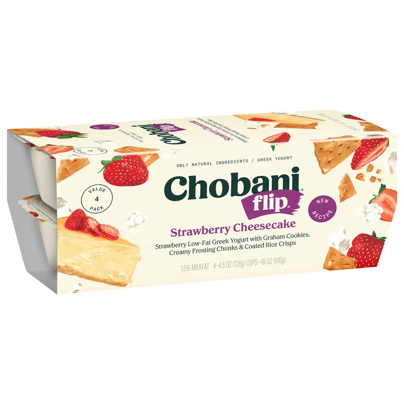 slide 5 of 5, Chobani Yogurt, Greek, Strawberry Cheesecake, 4 Value Pack, 4 ct