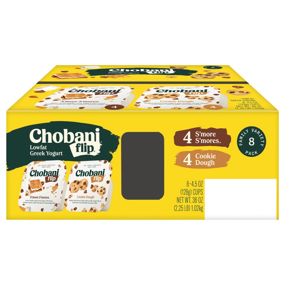 slide 3 of 5, Chobani Flip Cookie Dough & Smores 8 Pack, 36 oz