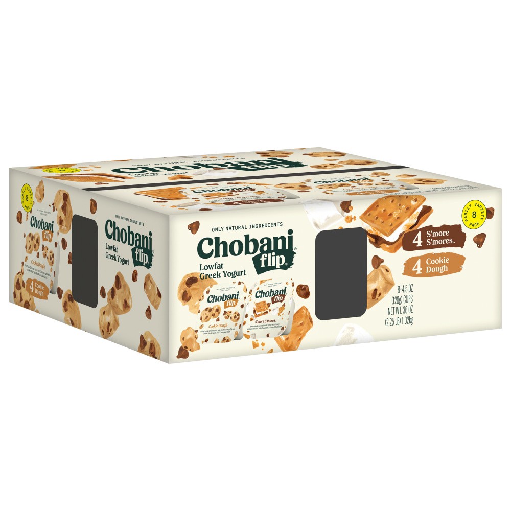 slide 2 of 5, Chobani Flip Cookie Dough & Smores 8 Pack, 36 oz