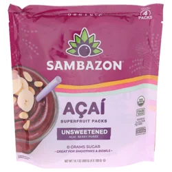 Sambazon Organic Acai Pure Unsweetened Superfruit Smoothie 4 Pack