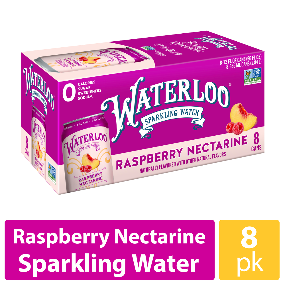slide 2 of 2, Waterloo Raspberry Nectarine Sparkling Water - 8ct; 12 fl Oz Cans , 8 ct; 12 oz