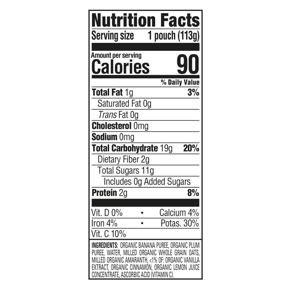 slide 2 of 6, Happy Baby Organic Banana, Plums & Granola Baby Food Pouch, 4 oz