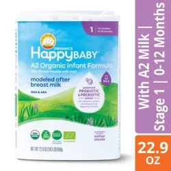 Happy Baby Organics Stage 1 A2 Organic Infant Formula Container
