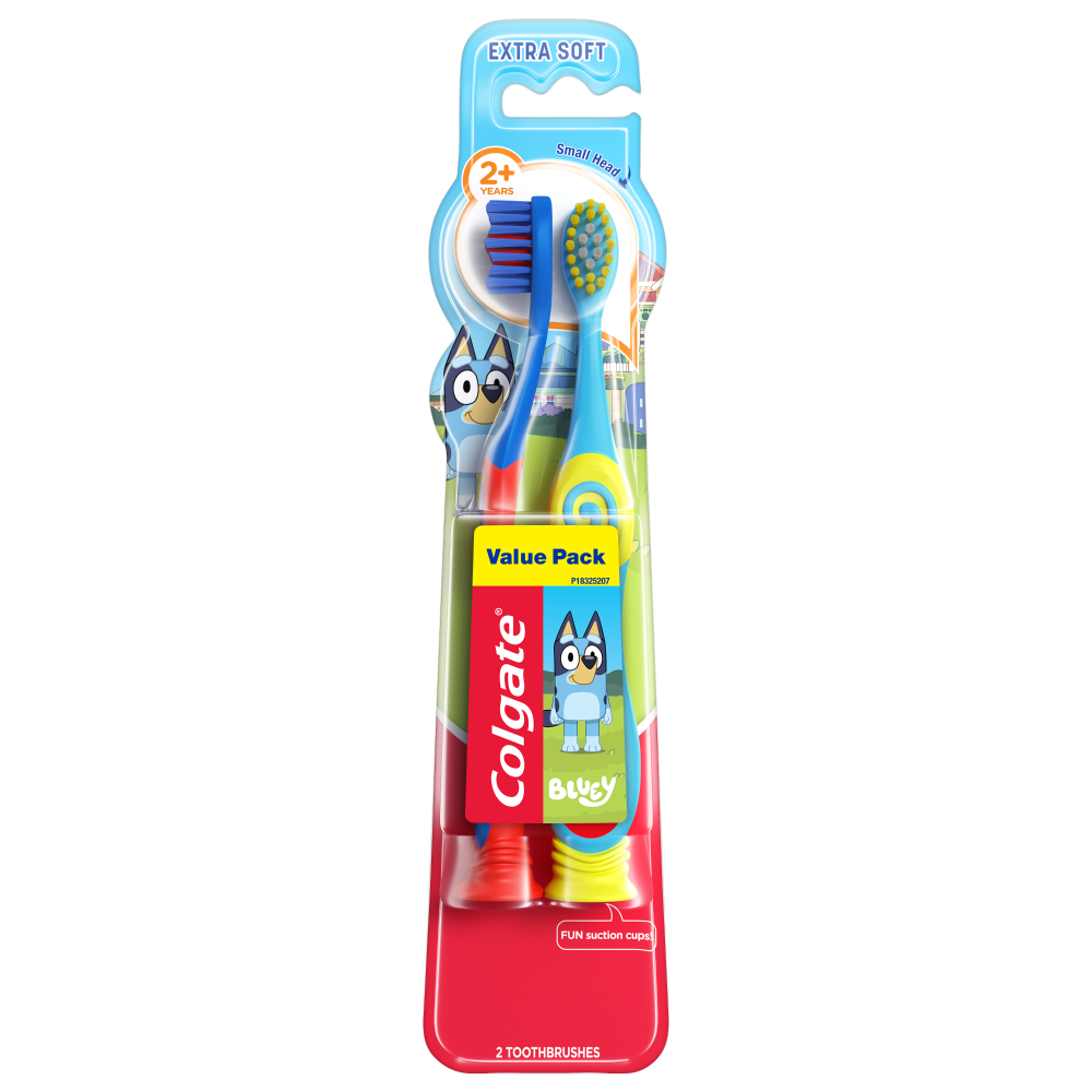 slide 3 of 3, Colgate Kids toothbrush, Bluey toothbrush for kids, manual toothbrush for kids, 2 ct