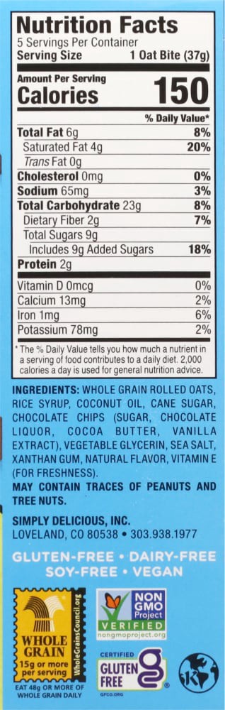 slide 4 of 4, Bobo's Chocolate Chip Oat Bites 5 - 1.3 oz Oat Bites, 5 ct
