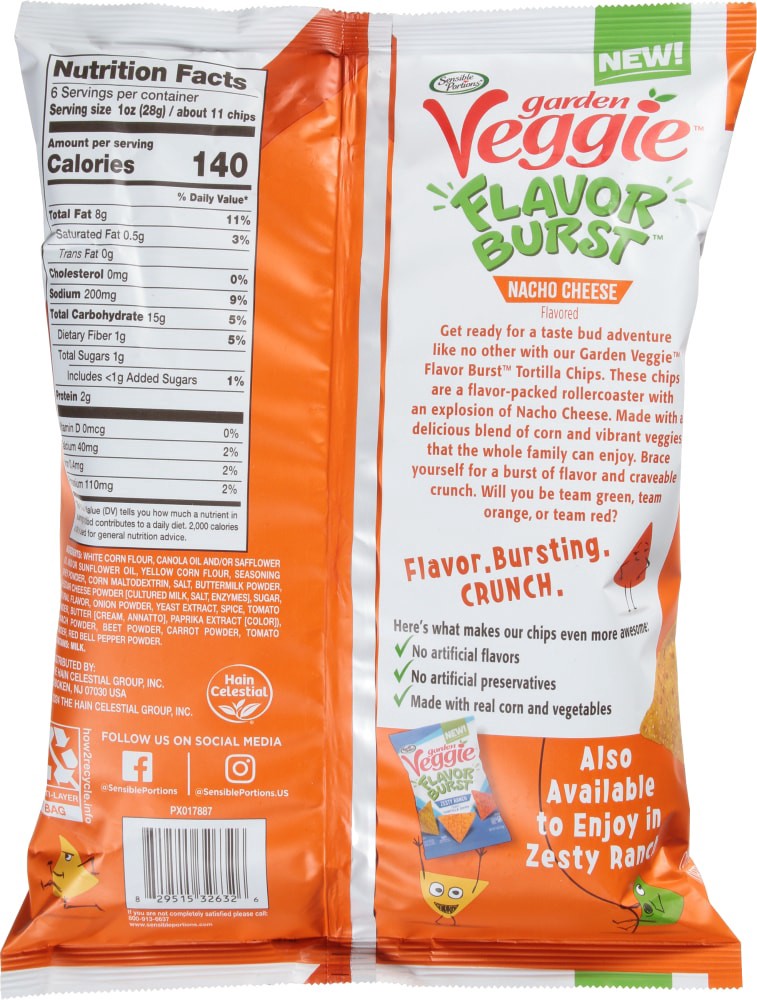 slide 2 of 3, Sensible Portions Garden Veggie Flavor Burst Nacho Tortilla Chips, 6 oz