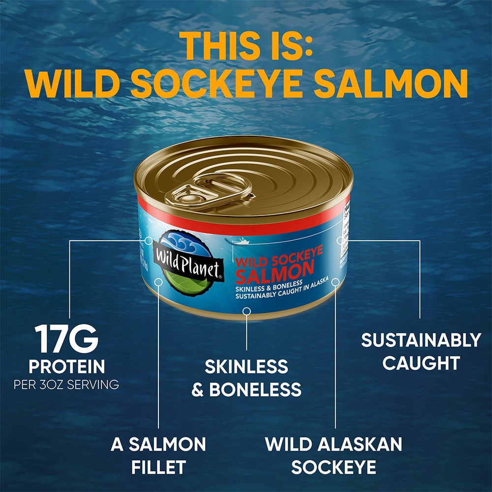 slide 5 of 5, Wild Planet Salmon Wild Sockeye, 6 oz