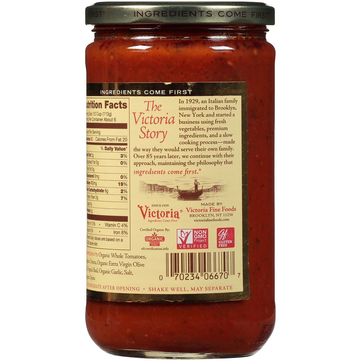 slide 2 of 7, Victoria Organic Tomato Herb Sauce 24 oz. Jar, 24 oz