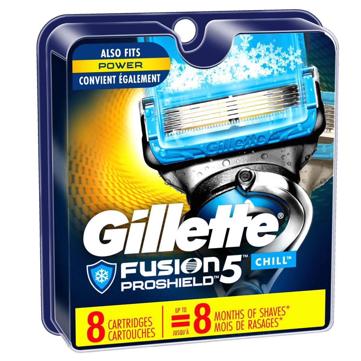 slide 6 of 10, Fusion5 ProGlide Chill Razor Refills, 8 Razor Cartridges for Flexball Handle, 5-Blade Razor Blades, 2x Cooling Lubrication, 8 ct