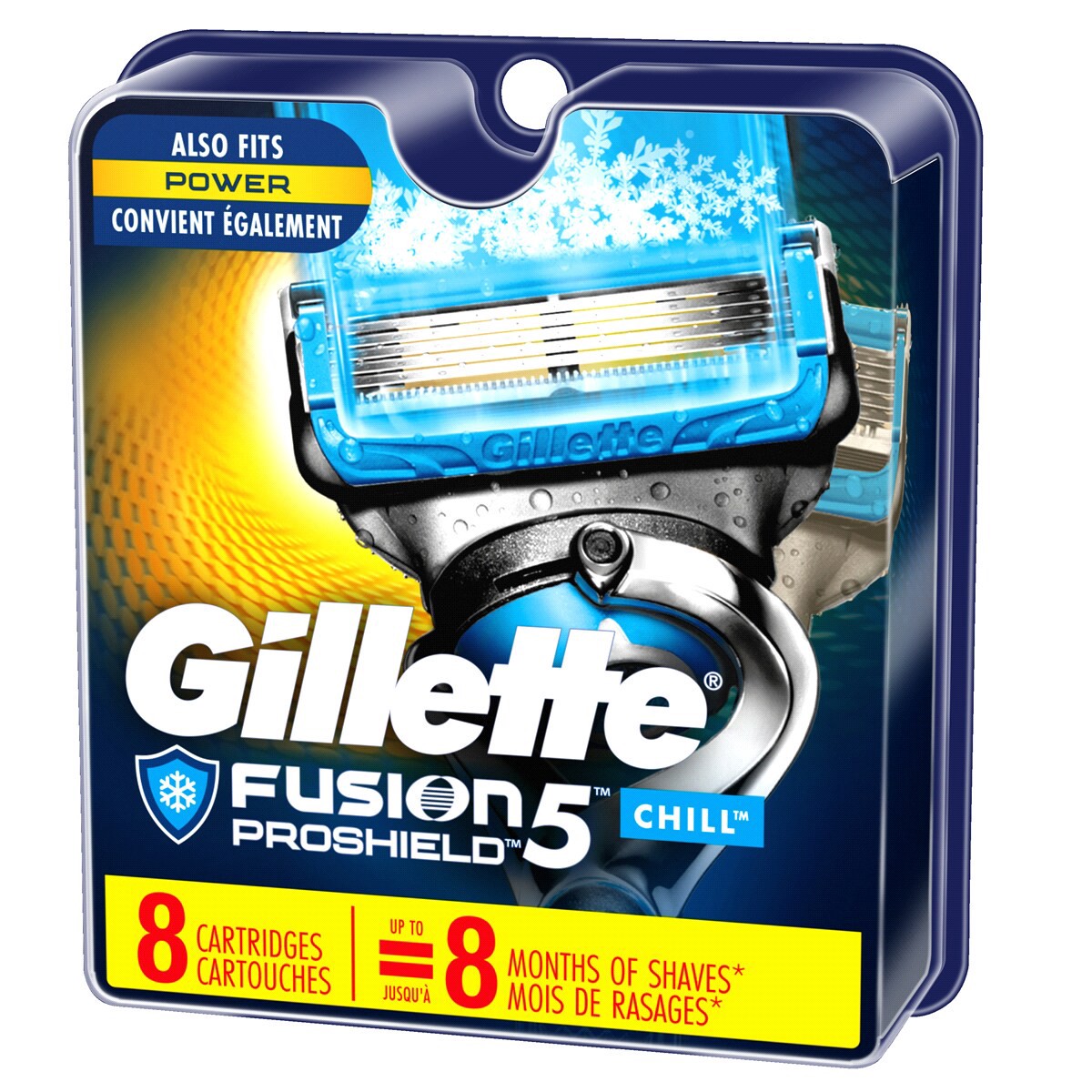 slide 10 of 10, Fusion5 ProGlide Chill Razor Refills, 8 Razor Cartridges for Flexball Handle, 5-Blade Razor Blades, 2x Cooling Lubrication, 8 ct