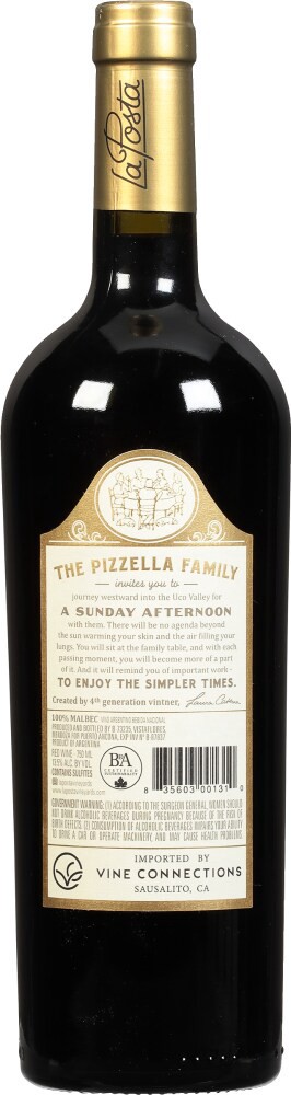 slide 2 of 2, OTHER-ALCOHOLIC BEVERAGES La Posta Pizella Malbec, 750 ml